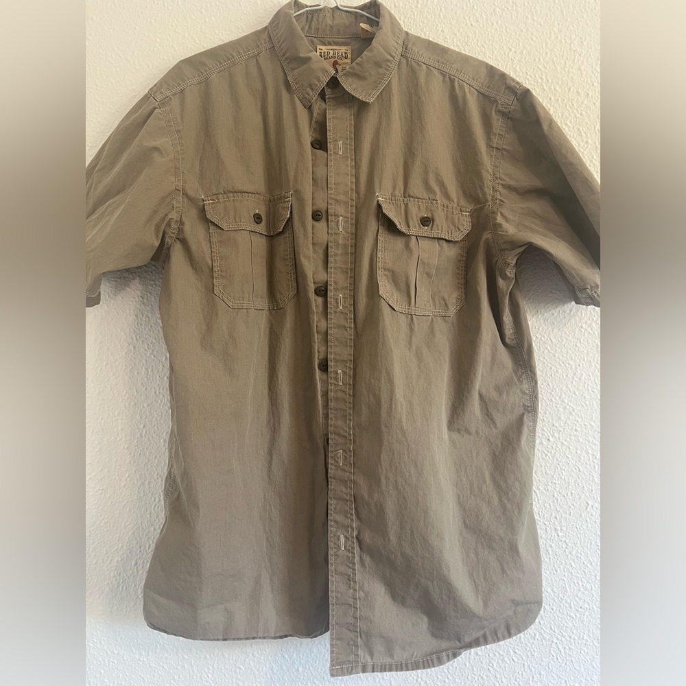 Redhead Men’s Khaki Short Sleeve Button-Up Shirt